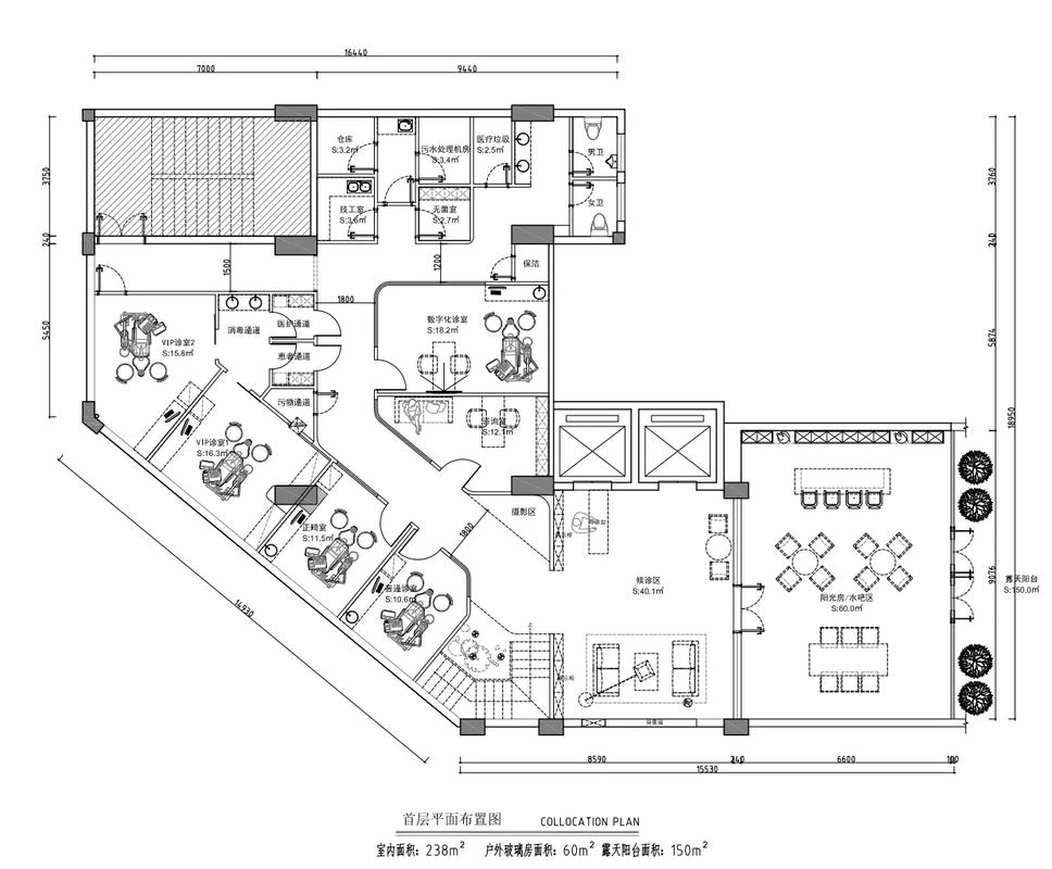 200-300平方米口腔诊所平面设计方案